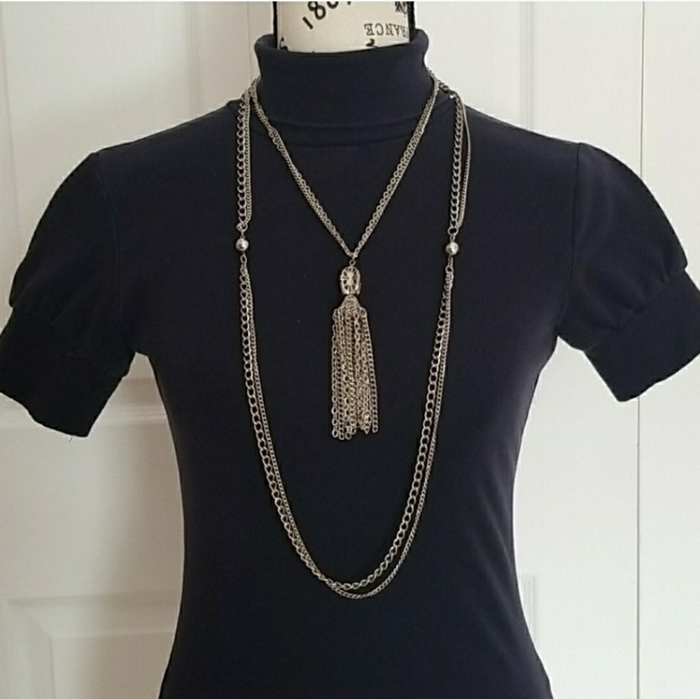 Vintage Silver jellyfish tassel necklace